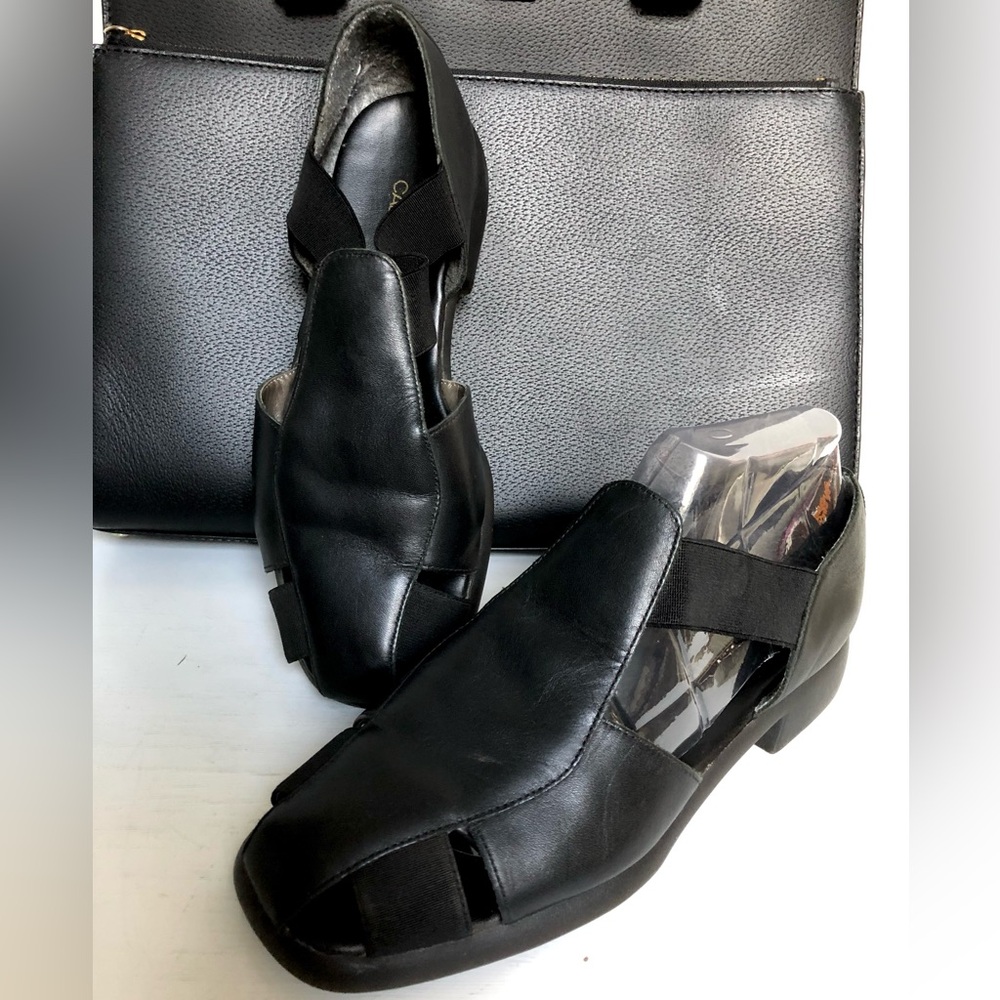 Cabin Creek Black Leather Sandals Size 10 Wide